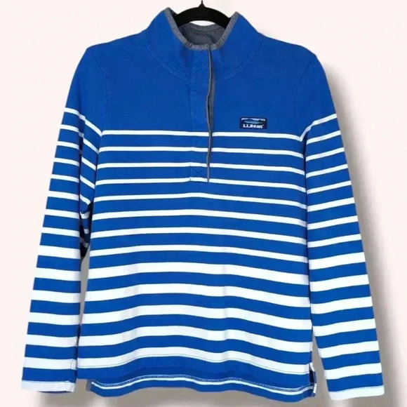 L.L. Bean Blue and White Striped Sweatshirt - Picture 4 of 5